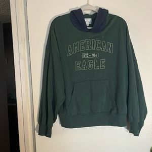 American Eagle size large green and blue hoodie
